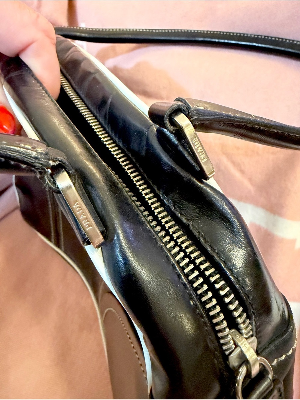 Prada⭐️Black vintage Leather Bowling Bag! Offers Always welcome!! - Picture 11 of 16